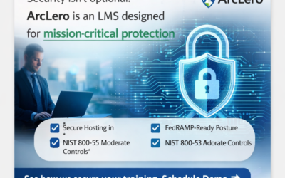 ArcLero security graphic featuring a digital lock/shield icon and security messaging with a Schedule Demo call-to-action.